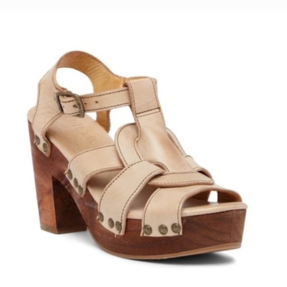 BedStu Caitlin Platform Sandals Tan Sz 10 Genuine Leather Heels Bed Stu Sandals - Picture 2 of 10